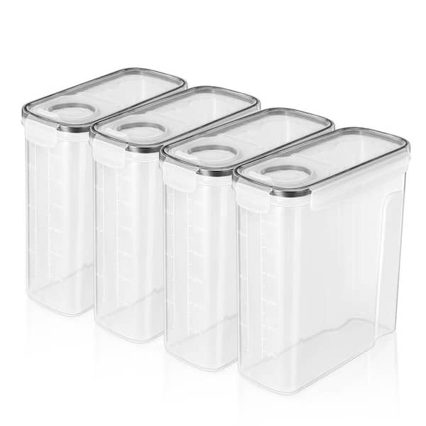 4 Pack Clear Airtight Food Dispenser Containers - For Kitchen Organization - Store Pasta, Cereal, Dry Foods, and More