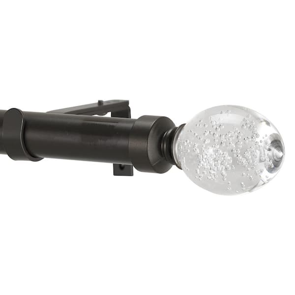 Art Decor 96 in. Non-Adjustable 1-1/8 in. Single Window Curtain Rod Set in Oil Rubbed Bronze with Trans Lu Finial