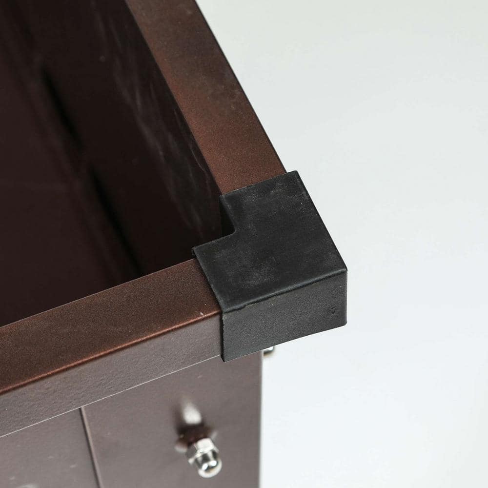 Rustic Brown Steel Raised Rectangular Garden Planter 39.5"