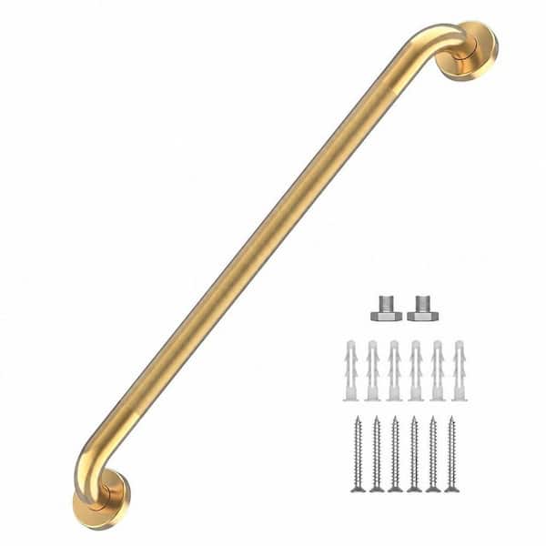 36 in. Anti Slip Shower Grab Bar in Gold, Knurled Bath Grab Bar, Safety Hand Rail Support for Elderly