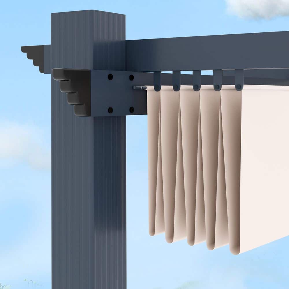 10x10 Beige Aluminum Patio Pergola with Retractable Canopy