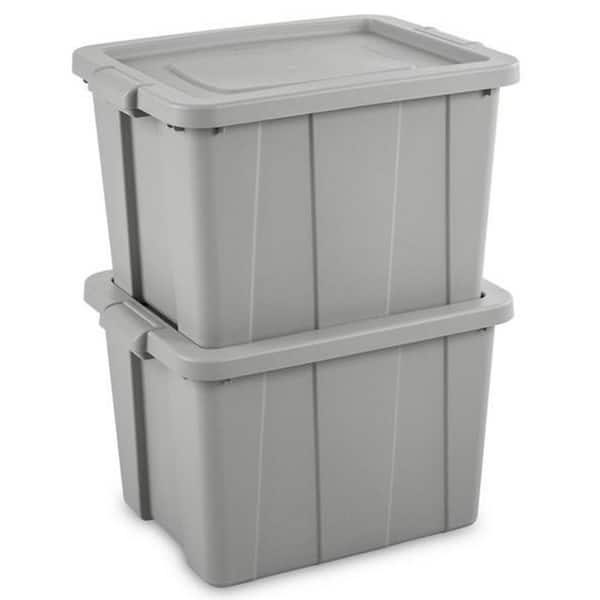 Sterilite 18 Gal Storage Tote, Stackable Bin with Lid, Plastic Container to  Organize Clothes in Closet, Basement, Gray Base and Lid, 8-Pack
