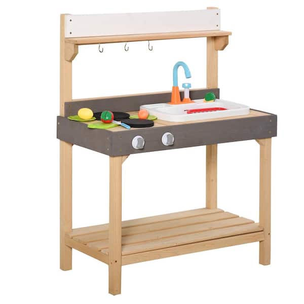 Sudzendf Kids Kitchen, Playset Game with Sink, Running Water, Vegetable, Dish