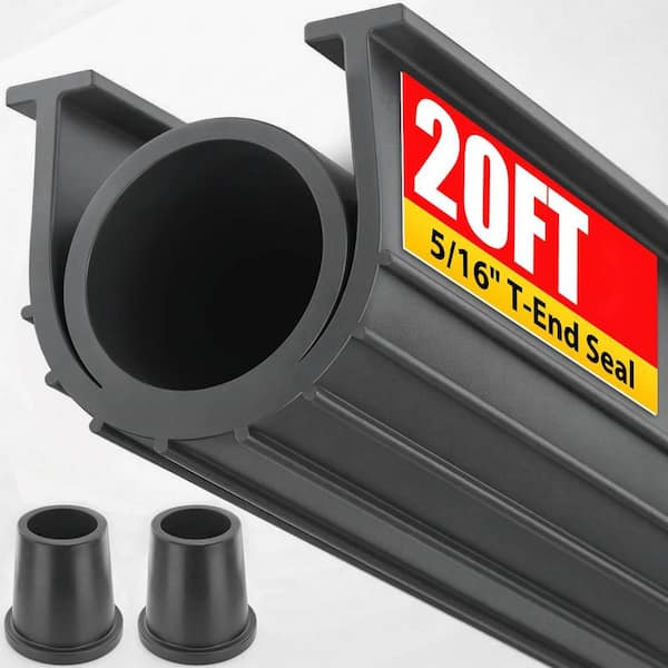 20ft x 5/16 in. T-End Garage Door Bottom Rubber Weather Stripping Weatherproof Seal Gray Rubber Edging