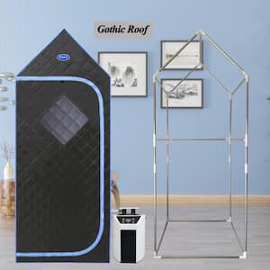 Portable Full Size Infrared Sauna Tent Home Spa with Panels, Heating Foot Pad, Controller, Chair, Reading light, Black