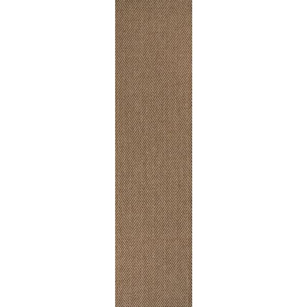 Rowena Easy Jute Scandinavian Boho Herringbone Weave Brown 2 ft. x 8 ft. Indoor/Outdoor Runner Rug