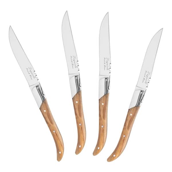 French Home Laguiole 4pk Stainless Steel Connoisseur Bbq Steak Knives With  Wood Handles Black : Target