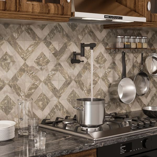 Modern 20 in. Wall Mounted Pot Filler in Matte Black