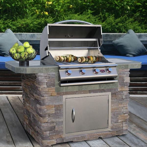 Cal Flame Stucco Island Propane Gas Grill with 4 Burners - Silver - 6
