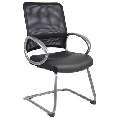 24 in. Width Big and Tall Pewter Fabric Guest Office Chair