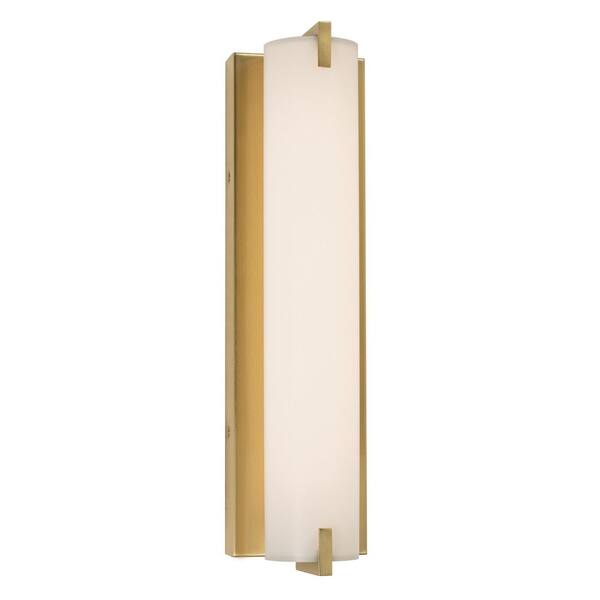 AFX Axel 1-Light Satin Brass Wall Sconce with White Acrylic Shade ...