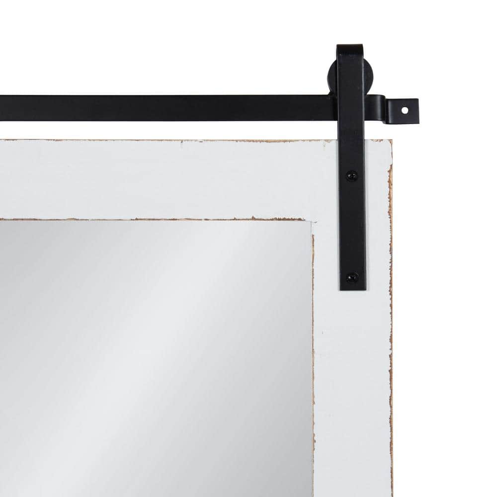 White Rectangular Wood Wall Mirror with Shelf