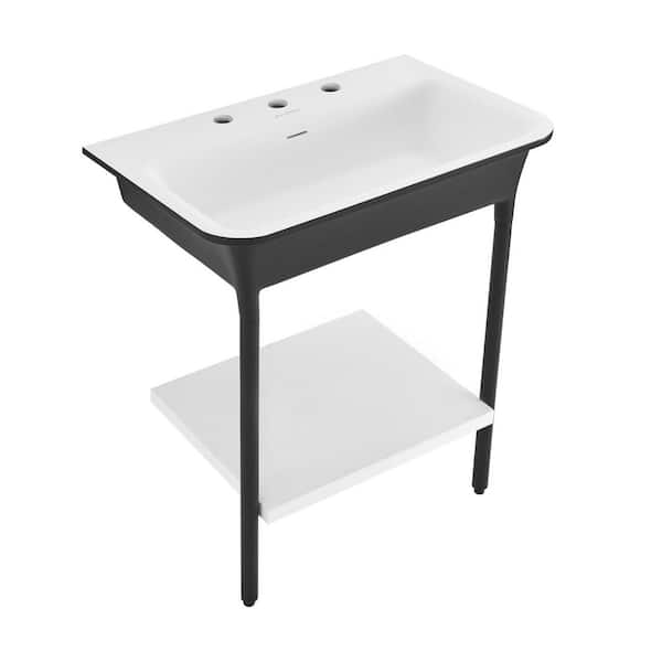 Swiss Madison Ivy 32 in. Solid Surface Console Sink in Matte Black