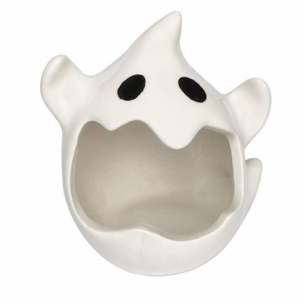 1-Piece Ghost Shaped Ceramic Bowl, Versatile Organizer for Candy, Halloween Decorative Cookie Jars and Diffuser Holder