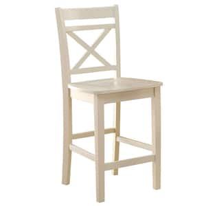 Tartys Cream Wood Veneer MDF Counter Height Chair Set of 2