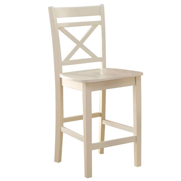 Acme Furniture Tartys Cream Wood Veneer MDF Counter Height Chair Set of 2
