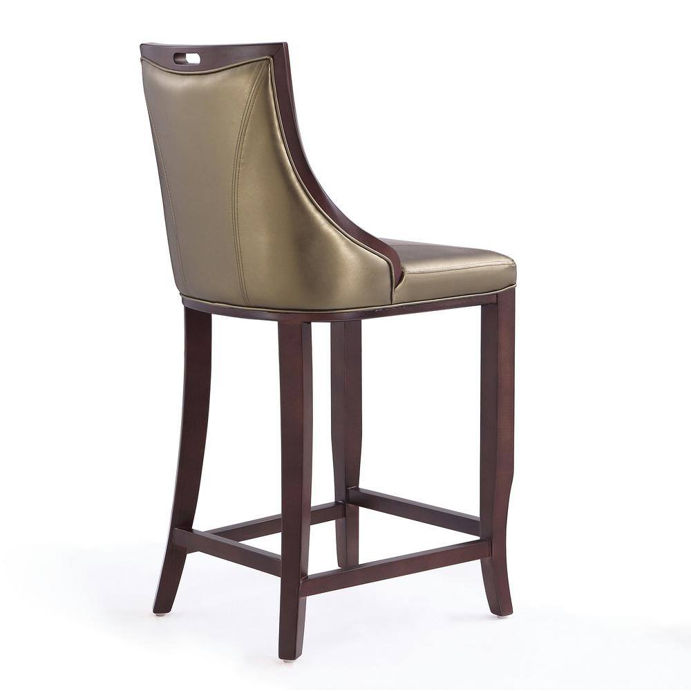 Emperor 41" Bronze and Walnut Adjustable Leather Barstool