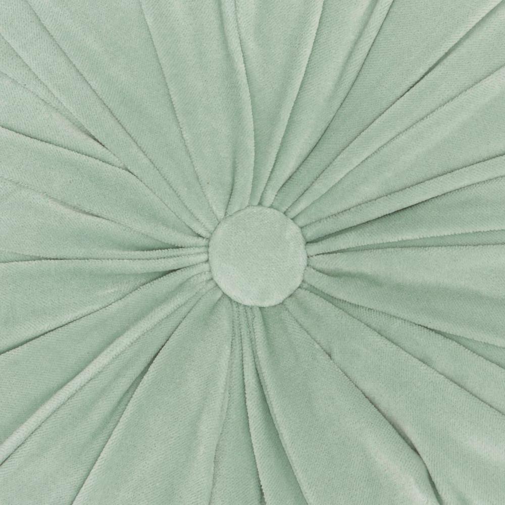 Celadon Round Gathered Velvet Throw Pillow, 16"