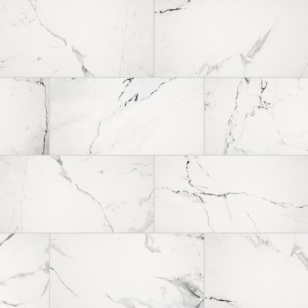 Home Decorators Collection Take Home Tile Sample - Carrara 4 in. x 4 in. Glazed Polished Porcelain Floor and Wall Tile (0.11 sq. ft./Each)