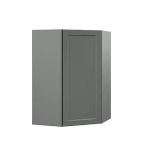 Designer Series Melvern Storm Gray Shaker Assembled Diagonal Wall Kitchen Cabinet (24 in. x 36 in. x 12.25 in.)