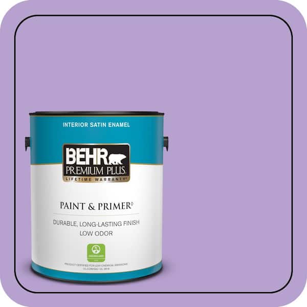 BEHR PREMIUM PLUS 1 gal. #P570-3 Flower Girl Satin Enamel Low Odor Interior Paint & Primer