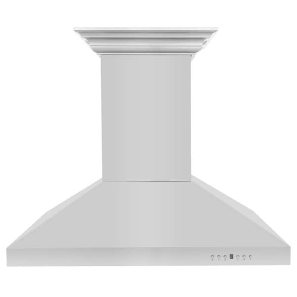 ZLINE Kitchen and Bath 30 in. 400 CFM Ducted Island Mount Range Hood with Built-In CrownSound Bluetooth Speakers in Stainless Steel
