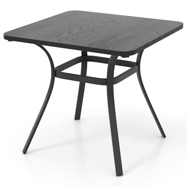ANGELES HOME 32 in. Patio Dining Table Metal Square Table for Dining with 4-Curved Legs