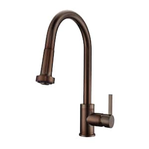 Fairchild Single Handle Deck Mount Gooseneck Pull Down Spray Kitchen Faucet with Lever Handle 1 in Oil Rubbed Bronze