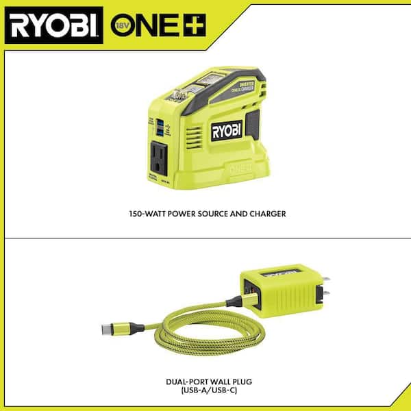 Sammenligne leje Uhøfligt RYOBI 150-Watt Push Start Power Source and Charger for ONE+ 18-Volt Battery  (Tool Only) RYi150CBT - The Home Depot