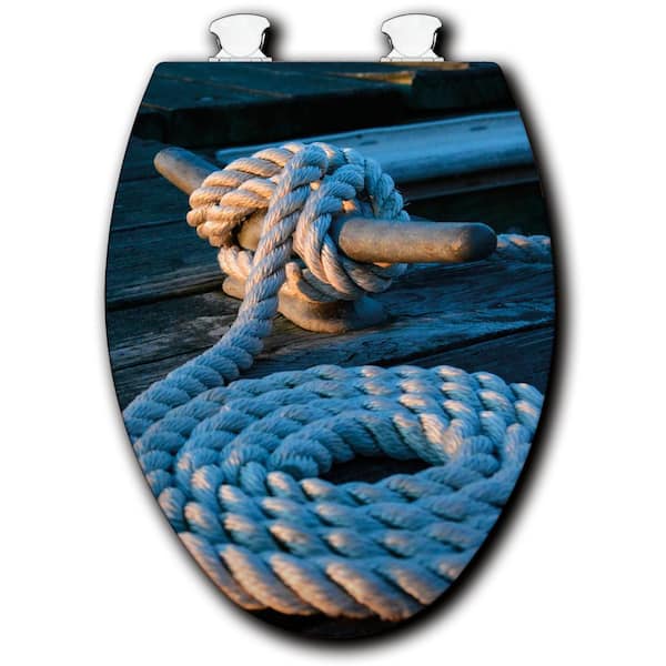 Unbranded Rope Elongated Closed Front Toilet Seat in White