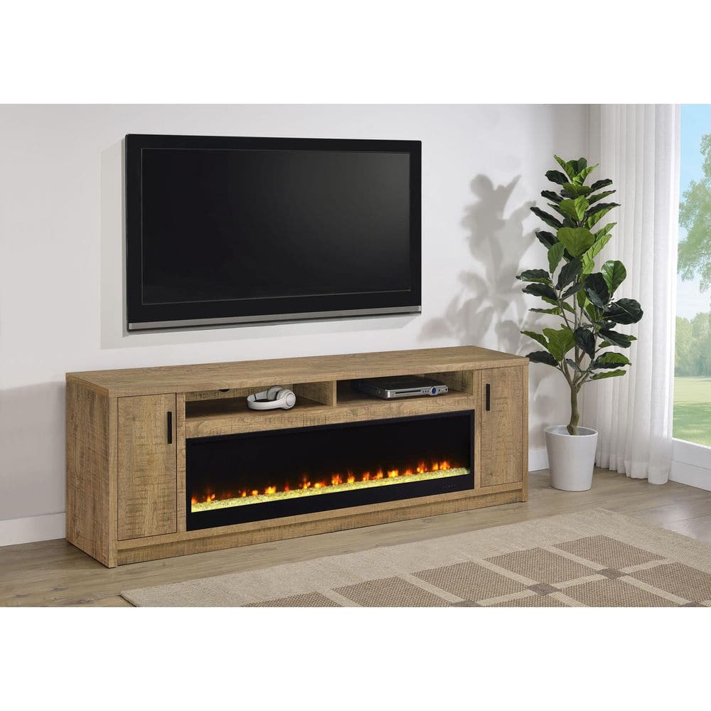 Coaster Eddy 79-inch 2-door TV Stand Fireplace Media Console Mango