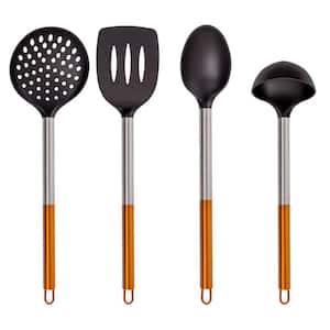 2-Tone 4 Piece Nylon Kitchen Tool Set with Copper Coated Handles