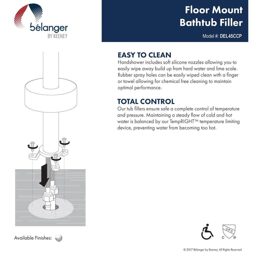 Polished Chrome Freestanding Tub Filler with Handheld Shower