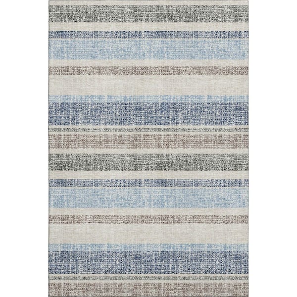 Mayfield Premium Machine Washable Abstract AMF2122 Navy 8 ft. x 10 ft. Area Rug