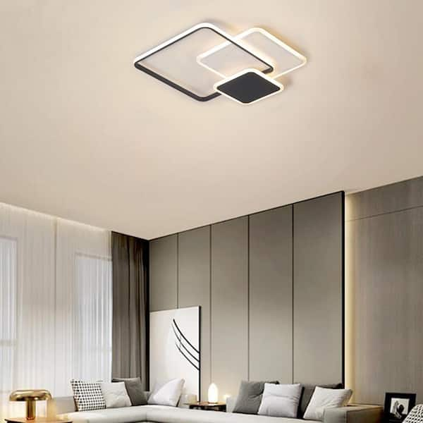 aiwen 28.35 in. 3-Light Black LED Flush Mount Home Lights Ceiling