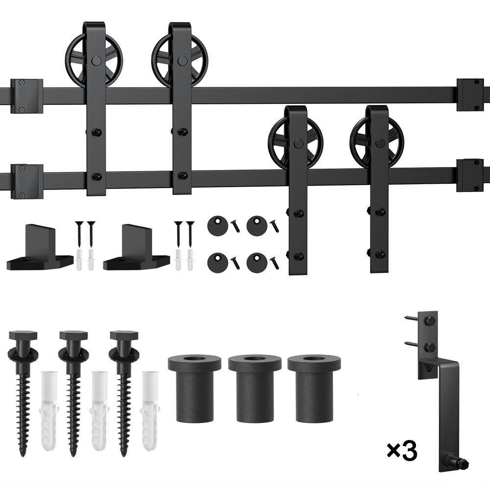 48 in. Black Steel Sliding Barn Door Hardware Kit