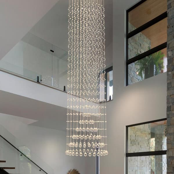 EDISLIVE Alexander 9-Light Chrome Raindrop Crystal Chandelier for Foyer and Entryway