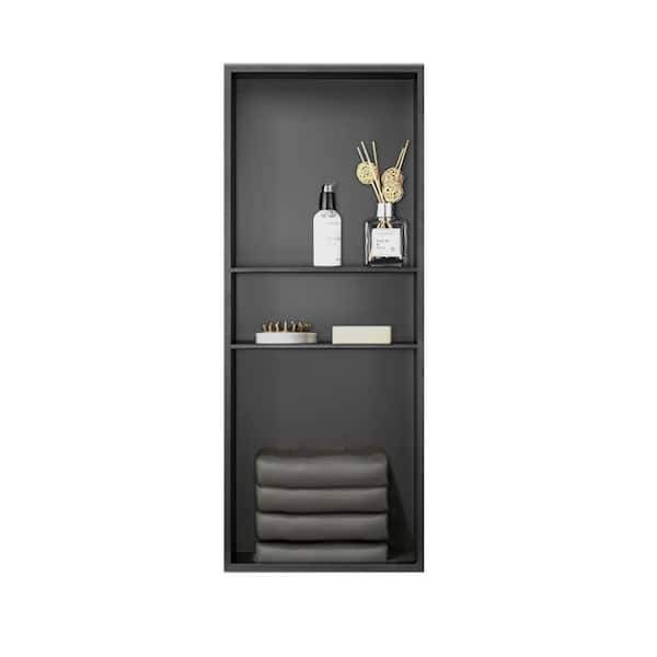 16 in. W x 40 in. H x 4 in. D Stainless Steel Shower Niche in Matte Black