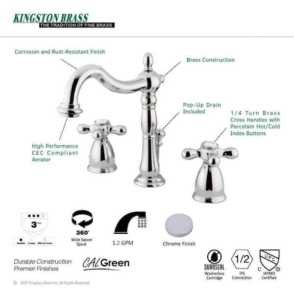 Kingston Brass KS298_PX 8 in. Widespread Bathroom Faucet