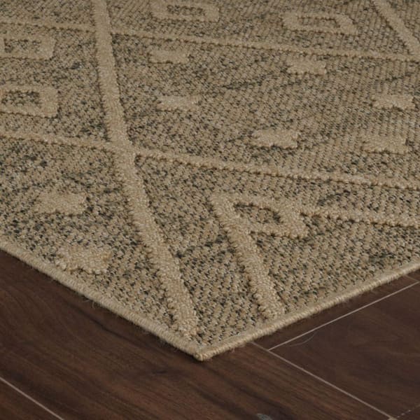 Beige, Brown 8 ft. x 11 ft. Woven Geometric Polypropylene Rectangle Indoor/Outdoor Area Rug