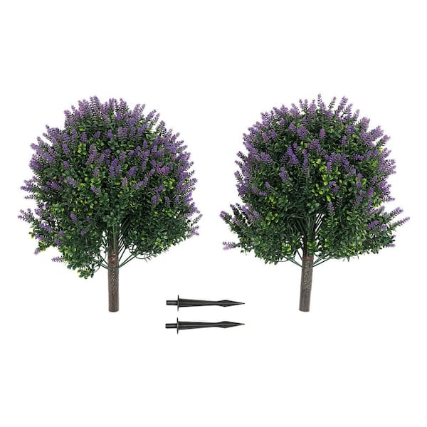 28.34 in. Indoor/Outdoor Purple Artificial Lavender Artificial Flower (Set of 2)