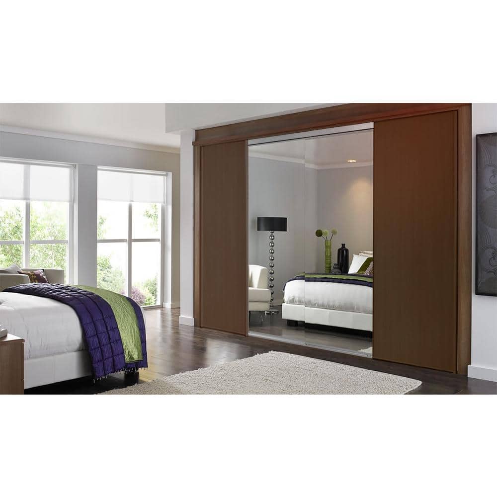 48" x 80" Chrome Beveled Mirrored Sliding Closet Doors