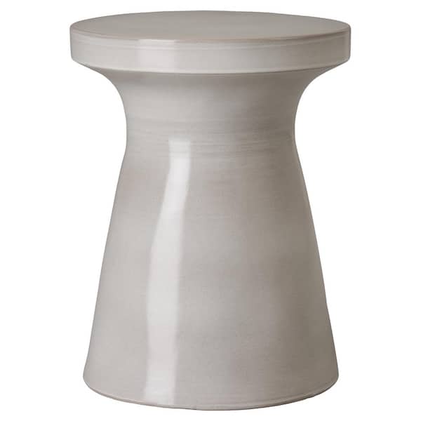 Plateau 22 in. H Glossy Glaze Gray Round Ceramic Garden Stool