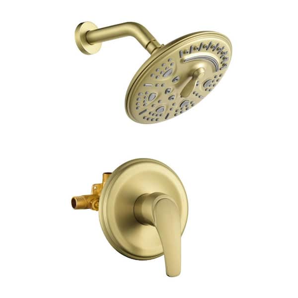 Rainfull Single Handle 1-Spray 8 in. Shower Faucet 1.8 GPM Kit with Pressure Balance Valve in Brushed Gold