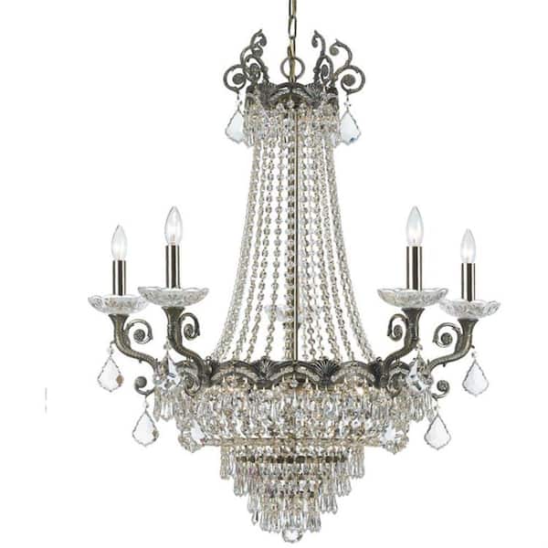 Crystorama Majestic 13-Light Historic Brass Crystal Chandelier