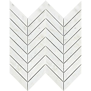 Winter Frost Chevron 12 in. x 12 in. x 9mm Marble Mesh-Mounted Mosaic Floor or Wall Tile