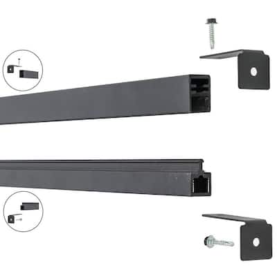 EuroFence Euro Style 1 in. x 0.75 in. x 71 in. Black Aluminum Top/Bottom Frame Kit Fence Bracket