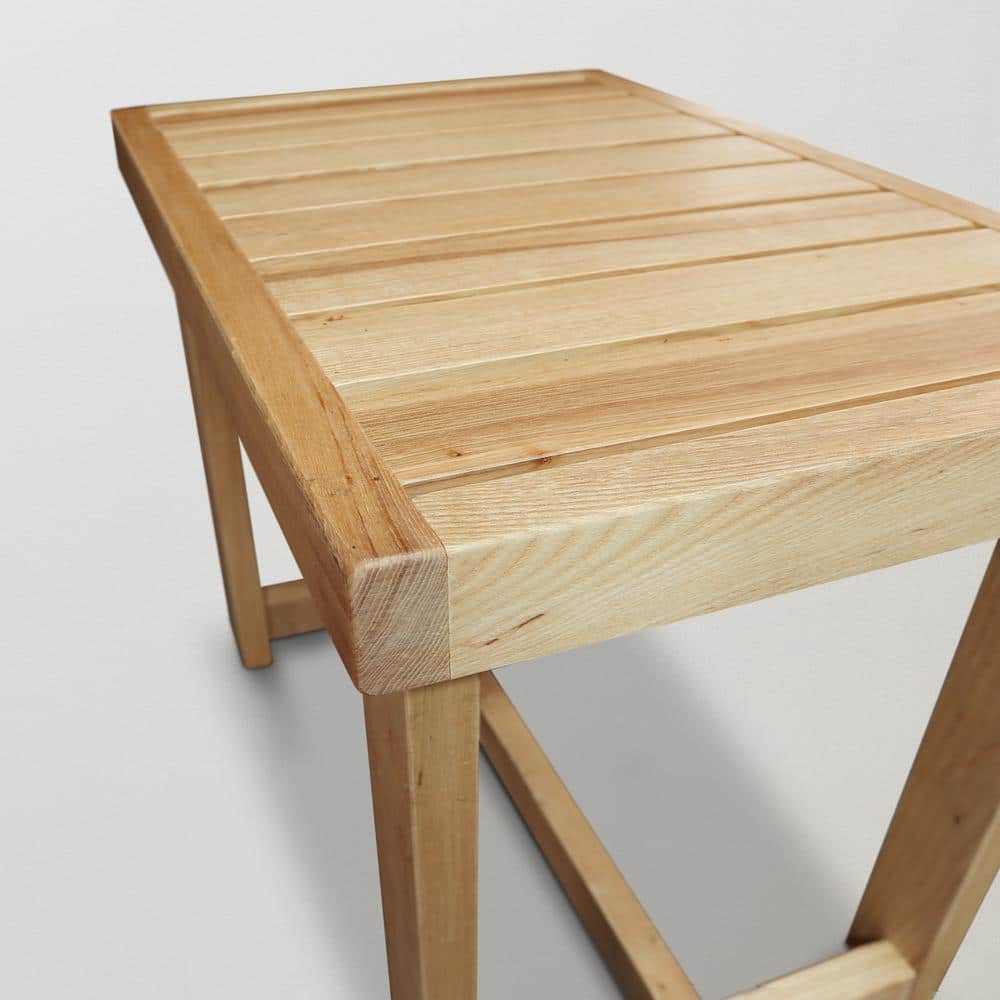 18" Natural Oak Wood Shower Bench with Slatted Seat