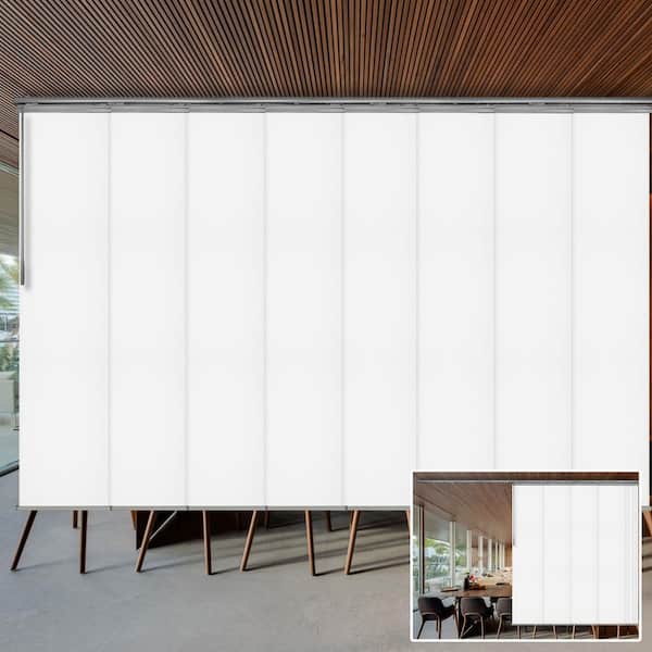 EMOH Alabaster 130 in. - 175 in. W x 94 in. L Adjustable 8- Panel Satin Nickel Double Rail Panel Track with 23.5 in. Slates