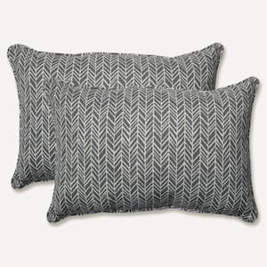 Grey Rectangular Outdoor Lumbar Throw Pillow 2-Pack
